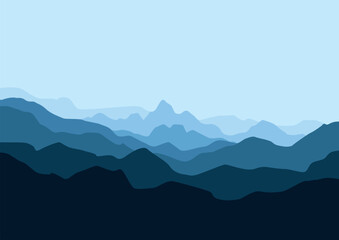 Mountains panorama for background. Vector illustration in flat style.