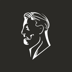 The vector silhouette design of a handsome man looks like a statue of a famous person.