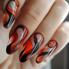 Female hand with nail design. Female hand with beautiful manicure