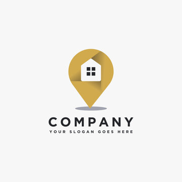 Estate house pin location logo icon vector template and app icon on white background