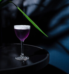 Elegant purple cocktail on dark background
