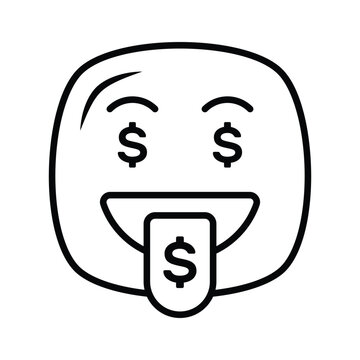 recommend clip art: Rich emoji vector design, greedy expressions, dollar sign on tongue