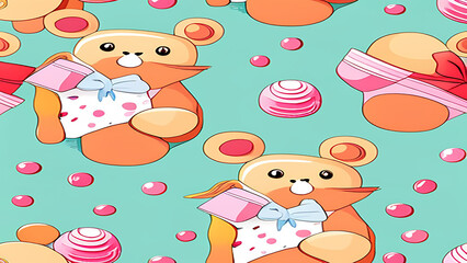 seamless pattern with teddy bears
