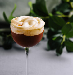 Elegant espresso martini with frothy top