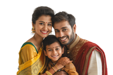 Family father mother son daughter kid studio photo white background