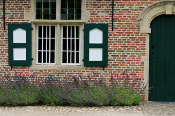 lavender under a window, of an ancient farmhouse in Bokrijk, Genk, Belgium