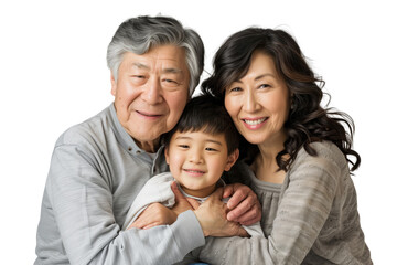 Family father mother son daughter kid studio photo white background