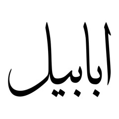 Ababil Muslim Boy Name Sulus Font Arabic Calligraphy