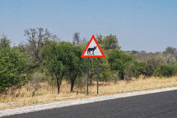 Wild dog warning sign, Zimbabwe