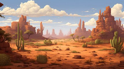 Digital desert cacti dunes illustration abstract art design graphic poster background