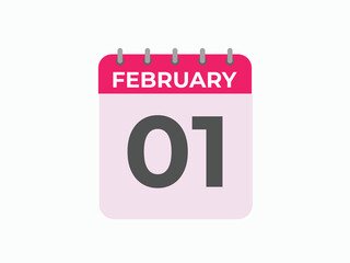 February 1 calendar reminder. 1 February daily calendar icon template. Calendar 1 February icon Design template. Vector illustration
