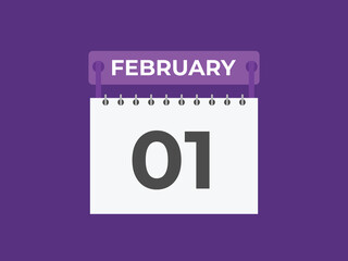 February 1 calendar reminder. 1 February daily calendar icon template. Calendar 1 February icon Design template. Vector illustration
