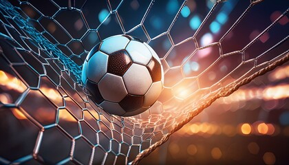 the ball flies into the net of a football goal