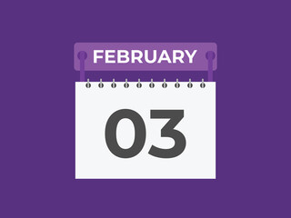 February 3 calendar reminder. 3 February daily calendar icon template. Calendar 3 February icon Design template. Vector illustration
