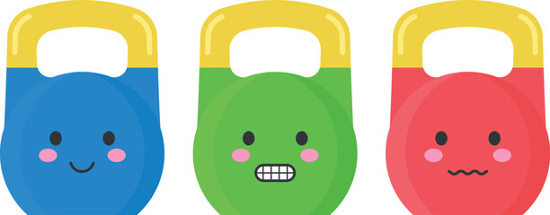 Kettlebell cute smiling strong cartoon vector illustration
