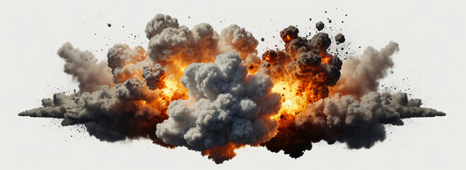 Explosions Isolated on a White Background. ai generated