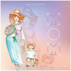 A greeting card featuring a pregnant woman tenderly embracing her belly, with eyes radiating joy and anticipation. The image conveys warmth and love, 