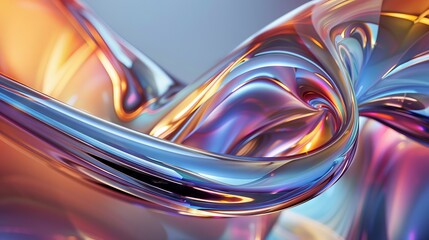 Variant Refraction of Chrome and Glass Material Abstract Background Collection