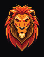 lion logo with orange colors preferably t- shirt design
