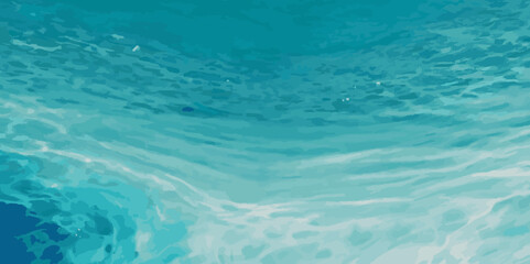 Sea water ocean wave vector background. Blue water ocean sea wave seamless background. Water  ocean wave white and soft blue aqua, teal texture.