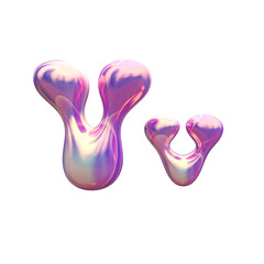 Purple blue plastic 3D balloon bubble letter V v, latex glossy texture