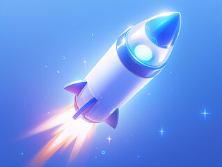3D cartoon transparent blue rocket model rendering
