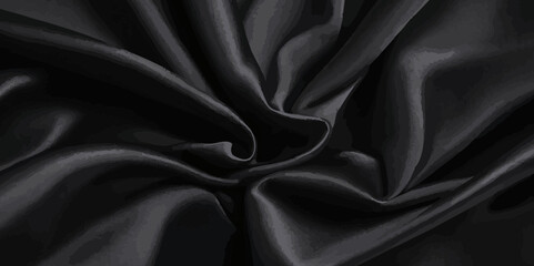 Obraz premium Luxurious black smoth silk or satin texture background. Black silk wave and curve background.