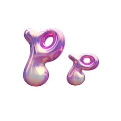 Obraz premium Purple blue plastic 3D balloon bubble letter P p, latex glossy texture