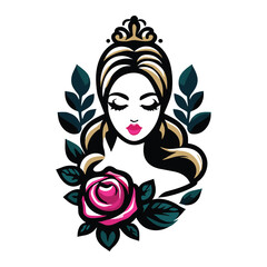Queen Face Beauty feminine woman face spa salon logo vector