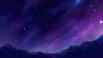 Digital purple night sky shooting stars abstract art design graphic poster web page PPT background