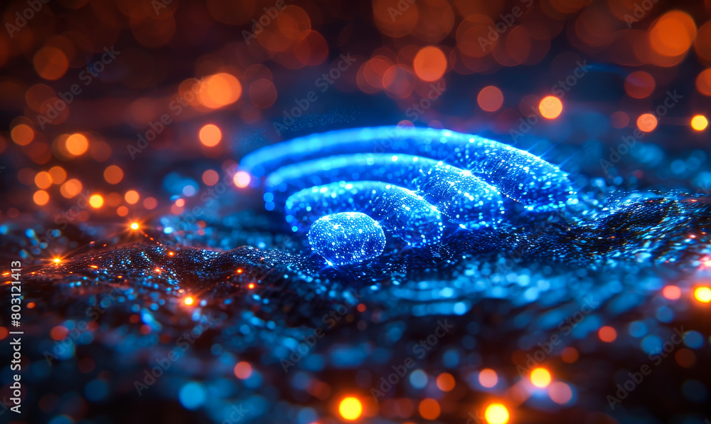 Aufkleber modern wireless network connection abstract background - wifi symbol, digital data transfer, interne