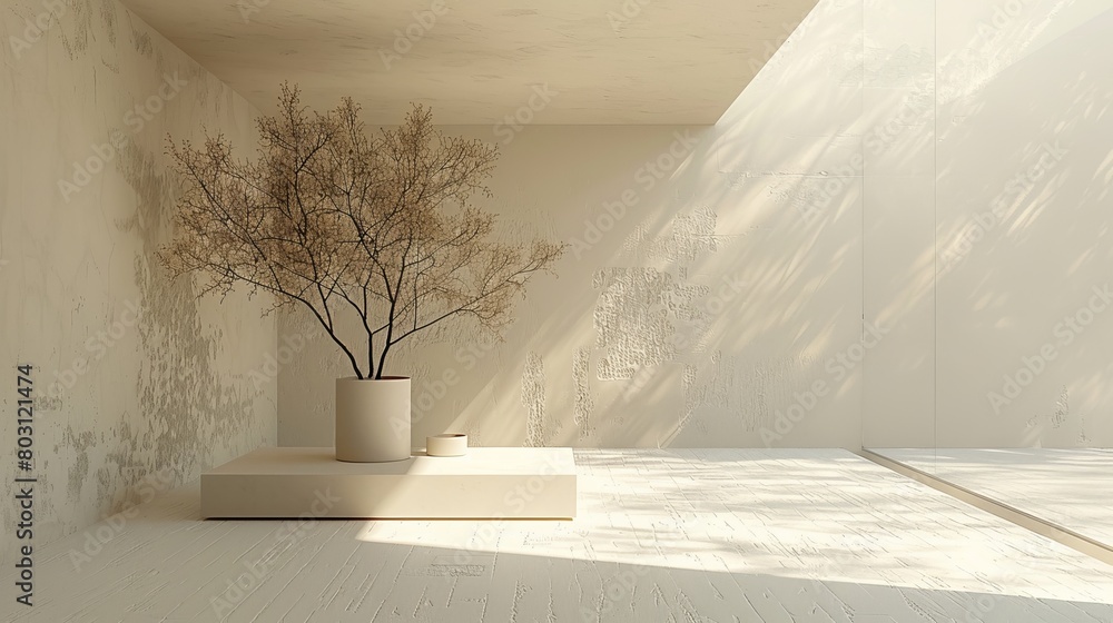Poster minimalist art spatial experiences: a 3d representation of minimalist art offering spatial experienc