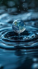 Saving water and world environmental protection concept. Eearth, globe, ecology, nature, planet concepts created by ai