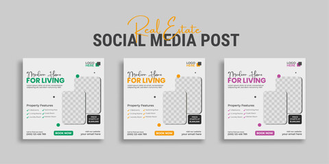Real estate social media post or house property sale banner square story post marketing web banner template. with elegant, abstract, Business