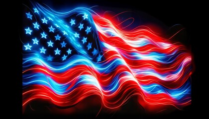 Vibrant Neon American Flag