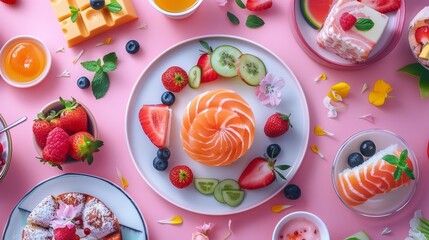 Minimalist Food Photography Culinary Artistry: An illustration depicting minimalist food