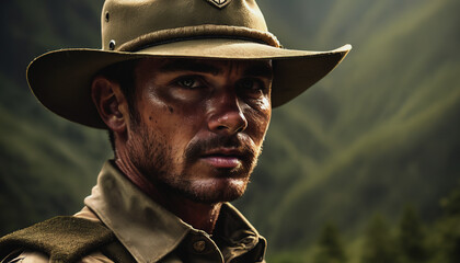Fototapeta premium World Ranger Day. July 31st. The concept of the holiday. Ranger in nature