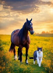 Horse and cat 