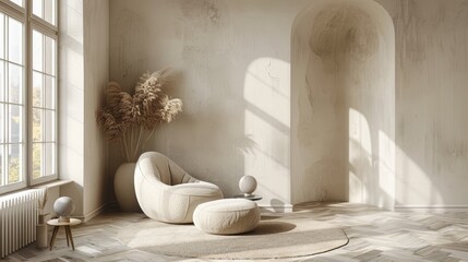 Minimalist Interior Timeless Elegance: A photo of a minimalist interior with timeless elegance
