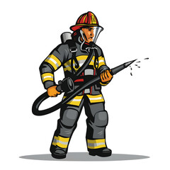 Illustration of a firefighter man png transparent background