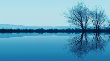 Minimalist Nature Reflection: An illustration of a minimalist reflection