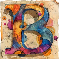 Artistic Rendering: Intricate "B" Letter Drawing