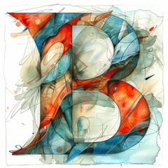 Artistic Rendering: Intricate "B" Letter Drawing