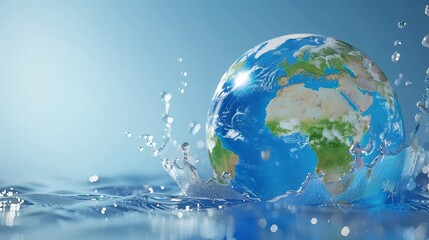 Saving water and world environmental protection concept. Eearth, globe, ecology, nature, planet concepts created by ai