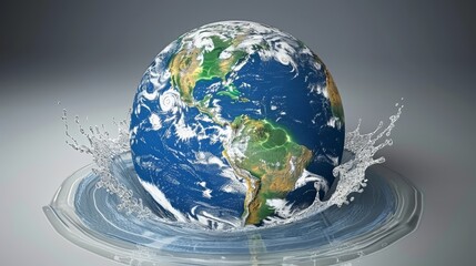 Saving water and world environmental protection concept. Eearth, globe, ecology, nature, planet...