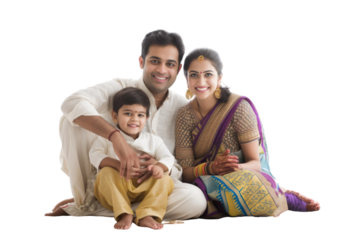 Family father mother son daughter kid studio photo white background