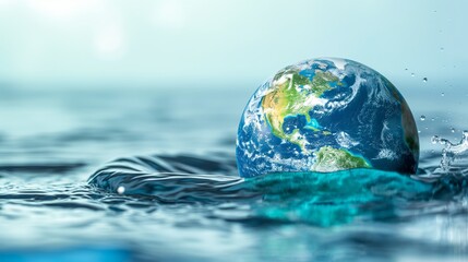 Saving water and world environmental protection concept. Eearth, globe, ecology, nature, planet concepts created by ai