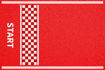 Start line. red asphalt road racing texture background. top view