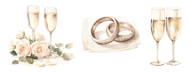 Elegant wedding-themed watercolor illustration