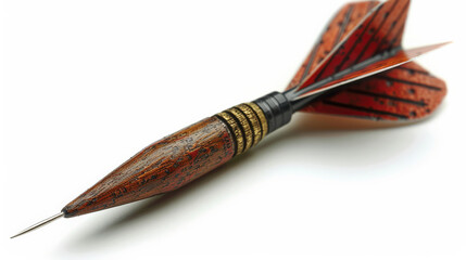 Vintage Wooden Dart with Red  Isolated on White Background